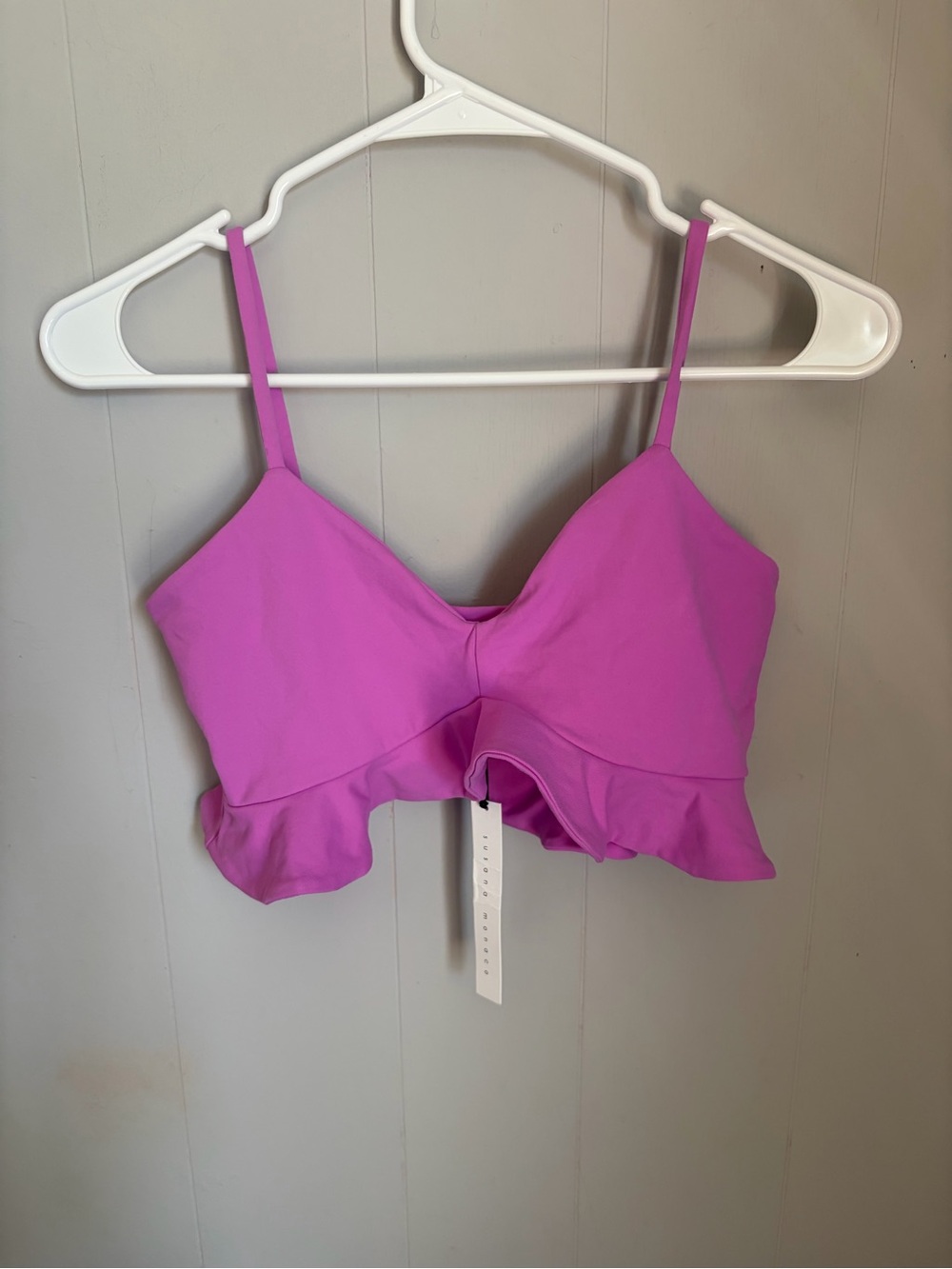 Susana Monaco Hot Pink Ruffle Crop Cami